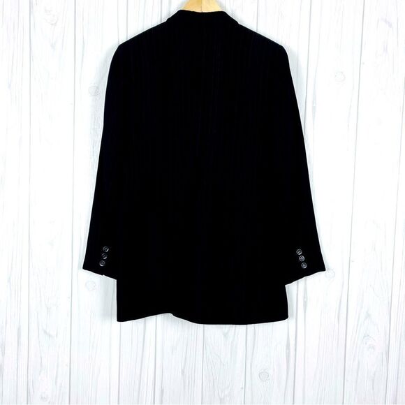 Vintage Alex Garfield Jacket Blazer Pinstripe Black Size 6 - Picture 2 of 4